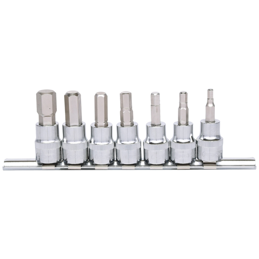 KS Tools 3/8 CHROMEplus Bit-Stecknuss-Satz Innensechskant, 7-tlg. 4-12 mm