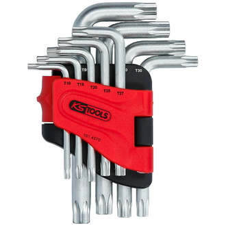 KS Tools Torx-Winkelstiftschlüssel-Satz mit Bohrung, kurz, 9-tlg.TB10-TB50