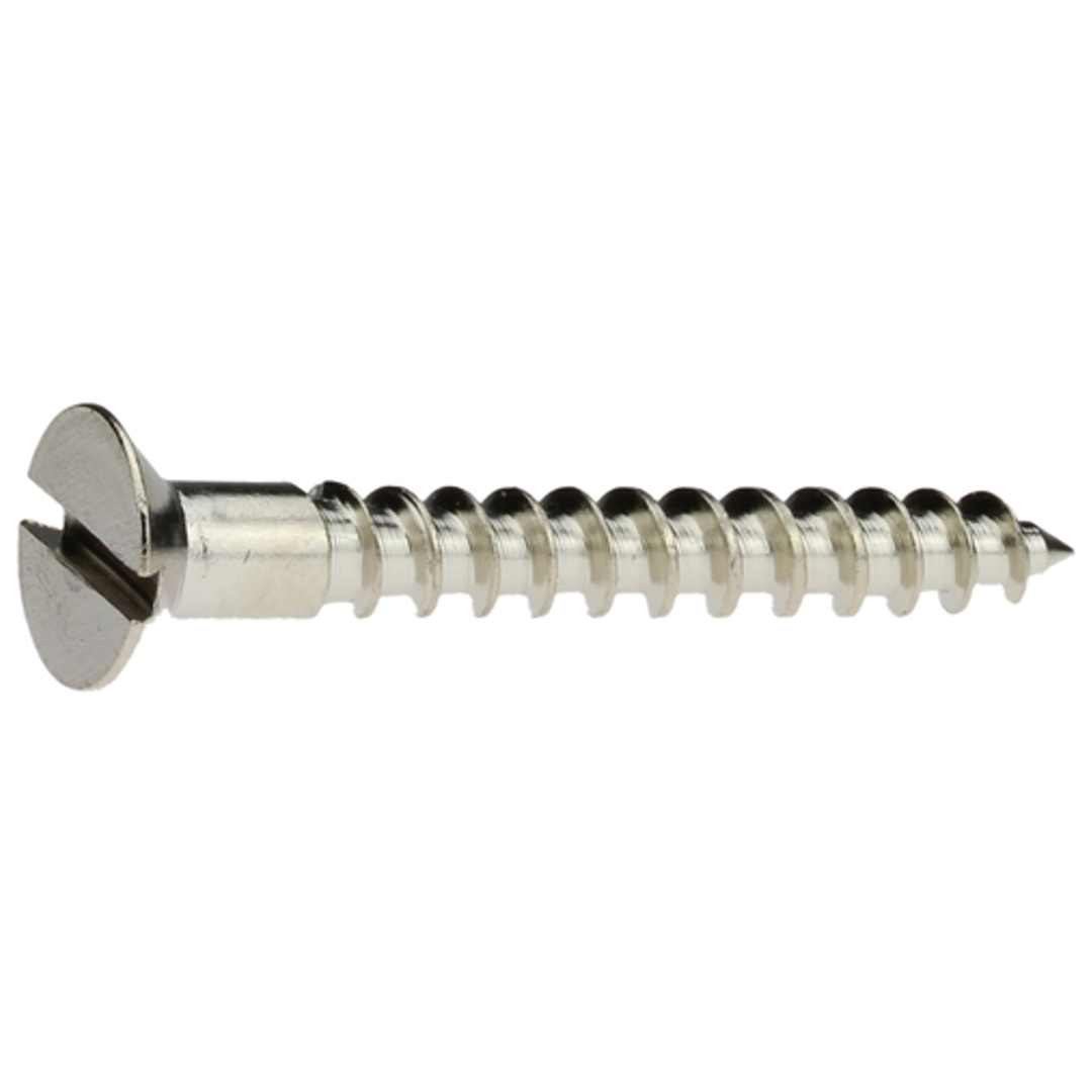 Reidl DIN 97 Holzschrauben, 3 x 20 Messing vernickelt, Senkkopf mit Schlitz