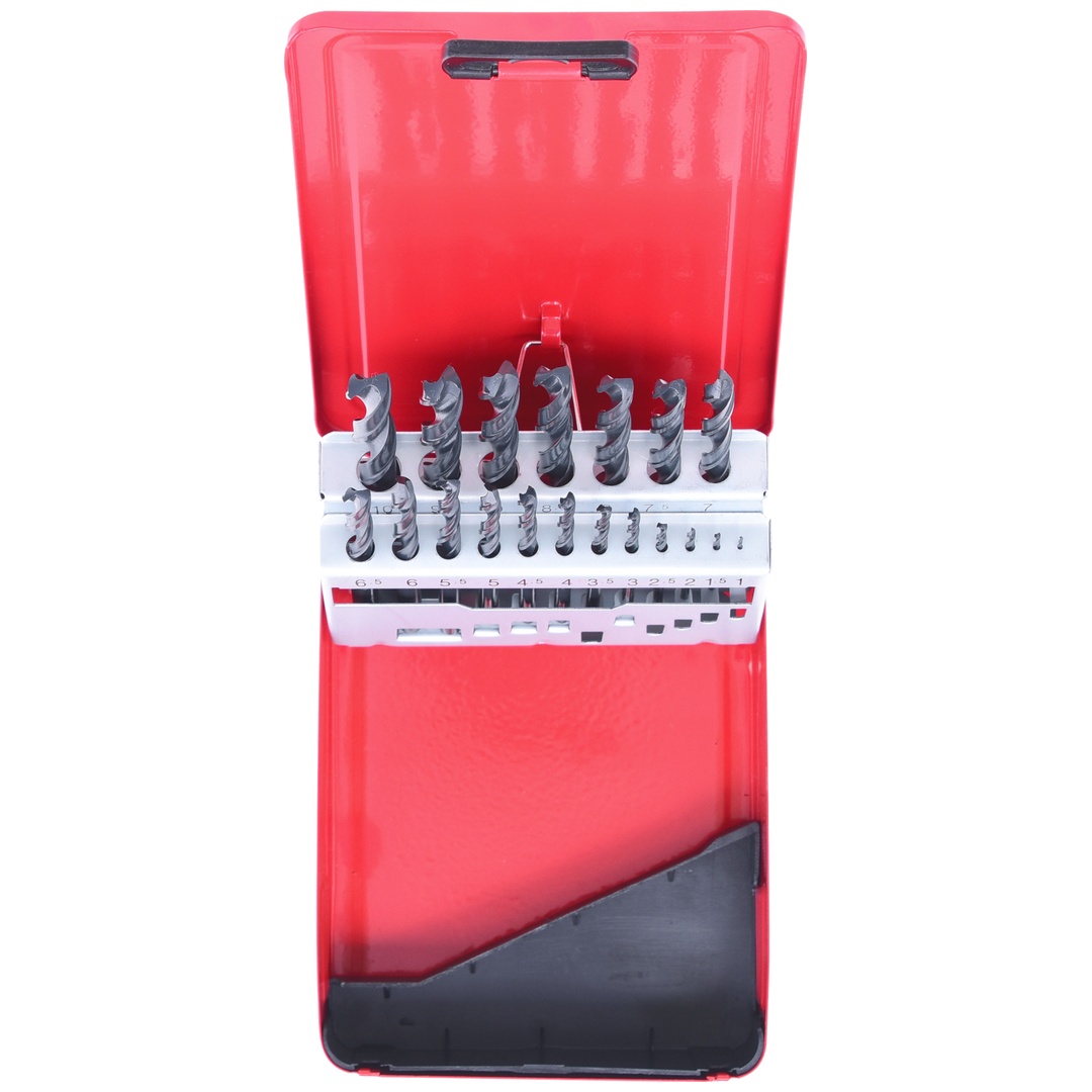 KS Tools HSS-R Spiralbohrer-Satz, Stahlblechkassette, 19-tlg., 1-10 mm