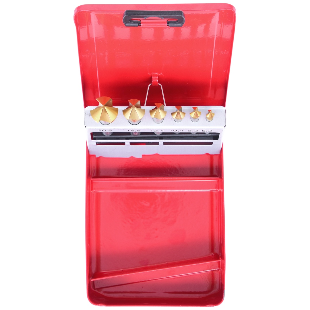 KS Tools HSS TiN Kegel-Entgratsenker-Satz, Stahlblechkassette 6-tlg.