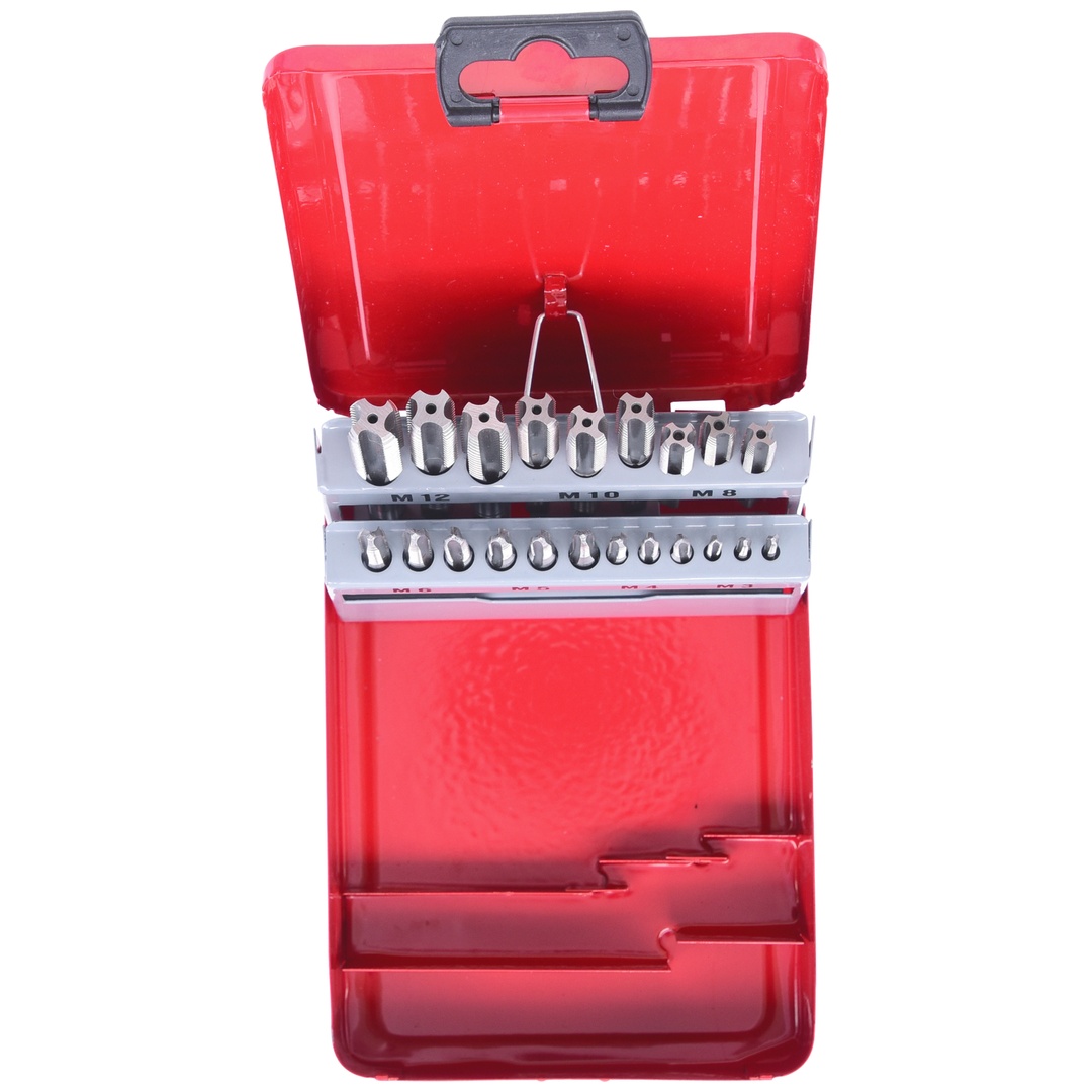 KS Tools HSS CO Handgewindebohrer-Satz M, Stahlblechkassette 21-tlg.M3-M12