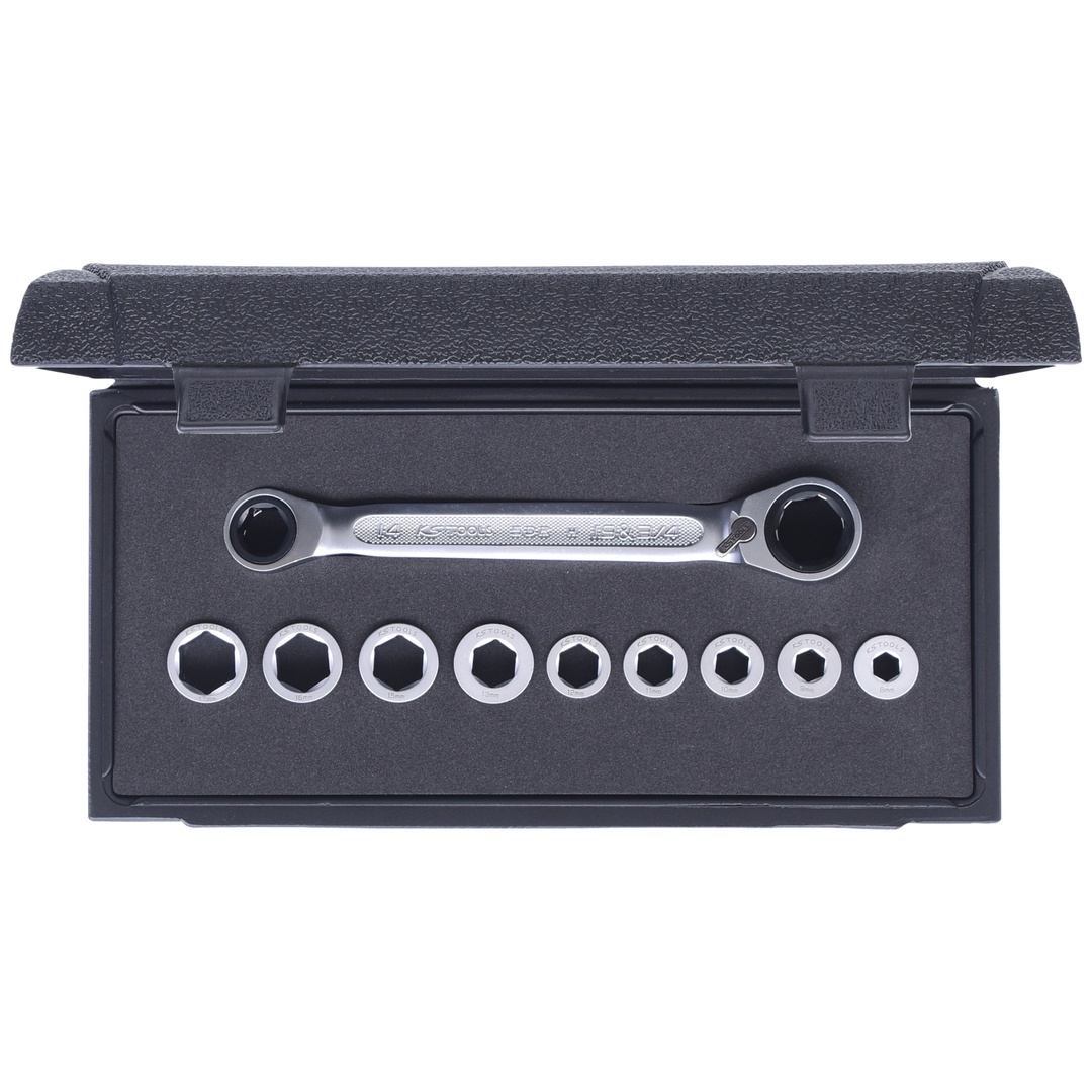 KS Tools GEARplus Doppel-Ratschenringschlüssel-Satz umschaltbar 10-tlg.