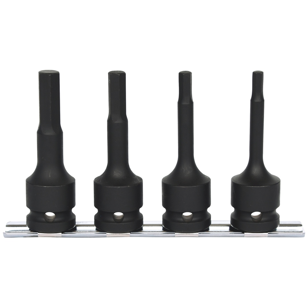 KS Tools 1/2 Kraft-Bit-Stecknuss-Satz, lang, 4-tlg