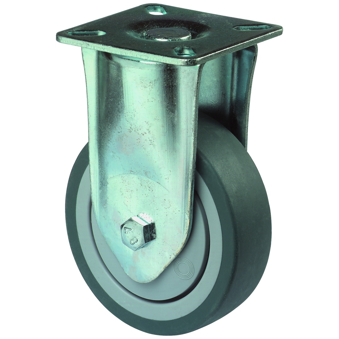 BS Rollen BS Apparaterolle A110, Bockrolle, Rad-Ø 100 mm, Tragkr. 65 kg, Platte 60x60, Kunststoff, Kugellager