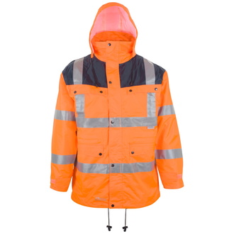 Asatex Prevent Warnschutzparka heraustrennbares Steppfutter 3350 Gr. 3XL leuchtorange/blau