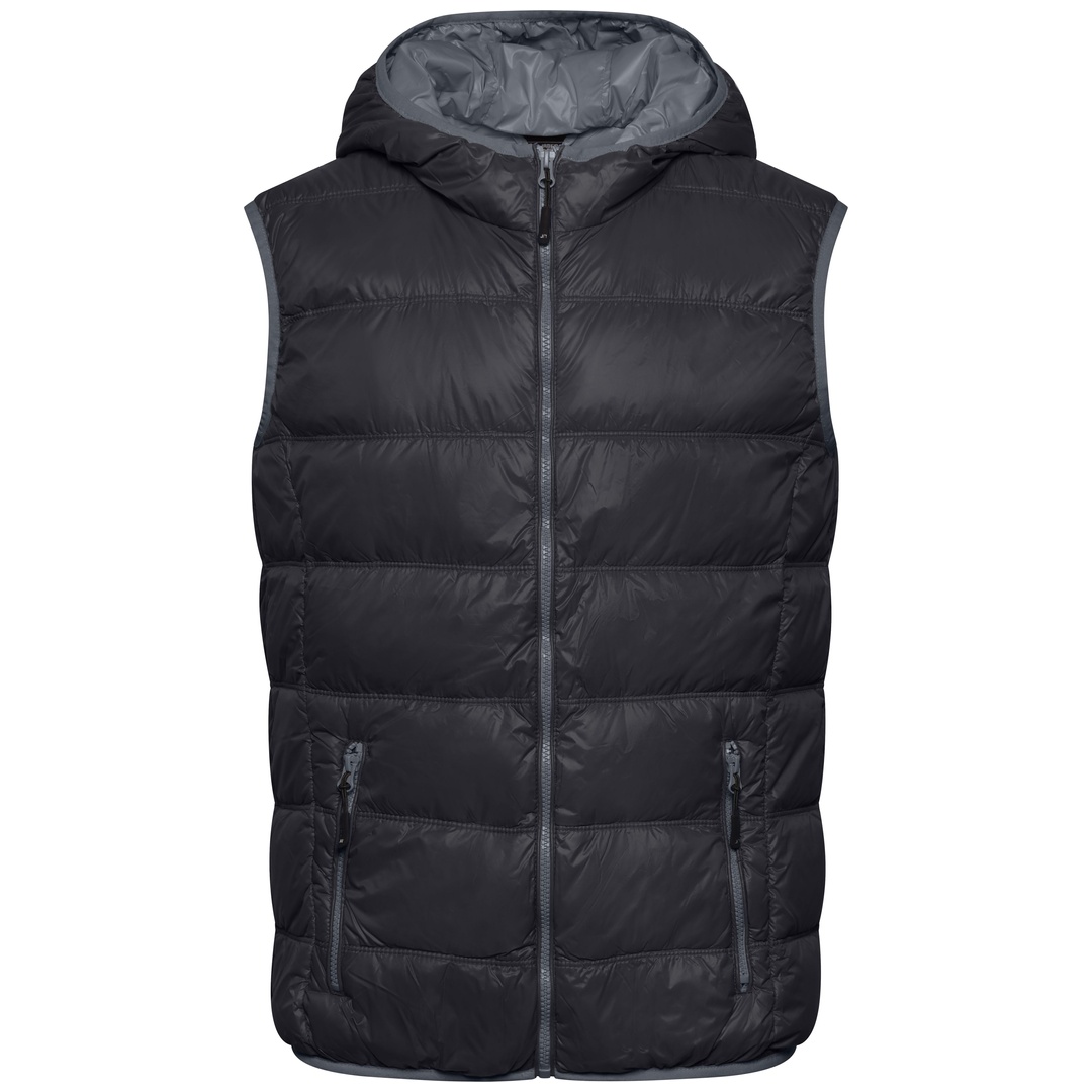 James & Nicholson Männer Daunenweste JN1062 Gr. S black/grey