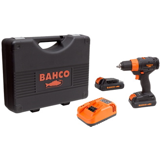 Bahco Akku-Bohrmaschine 18 V, 1/2", mit 13 mm Schnellspannfutter, inkl. 2x Akku 2 Ah, Ladegerät, Hartschalenkoffer