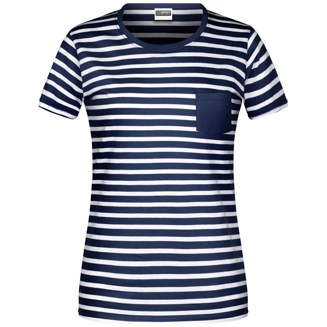 James & Nicholson T-Shirt Maritim Damen 8027 Gr. L navy/white