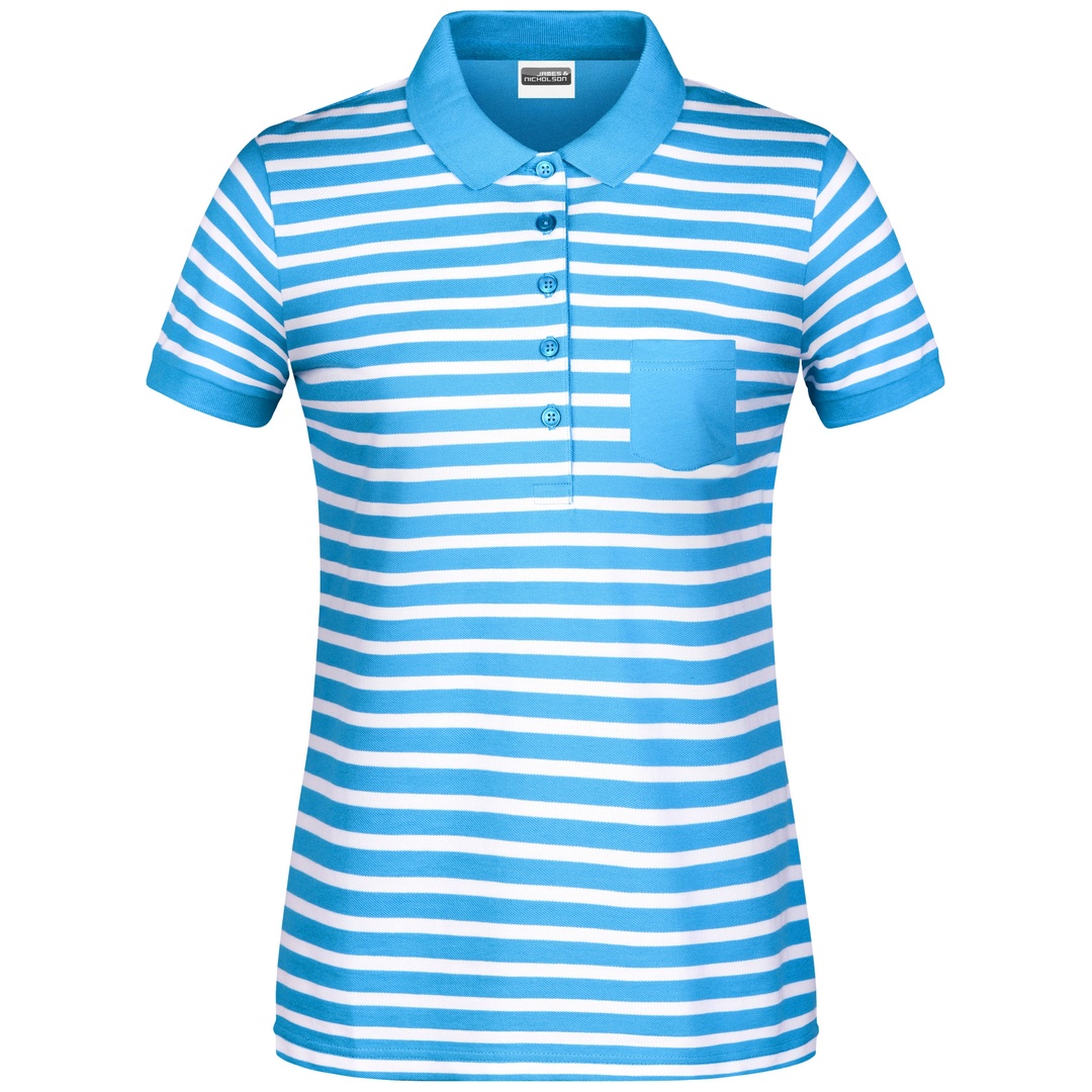 James & Nicholson Poloshirt Maritim Damen 8029 Gr. XS atlantic/white