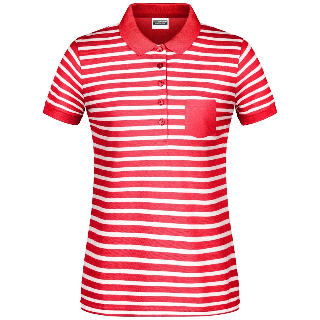 James & Nicholson Poloshirt Maritim Damen 8029 Gr. L red/white