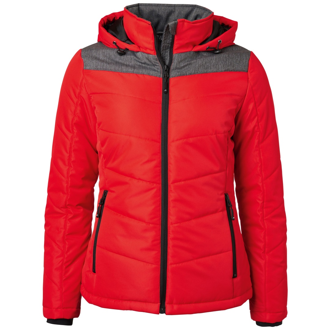 James & Nicholson sportliche Winterjacke mit Kapuze JN1133 Gr. 2XL rot/anthrazit-melange