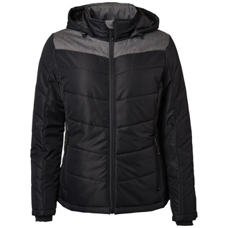 James & Nicholson sportliche Winterjacke mit Kapuze JN1133 Gr. XL schwarz/anthrazit-melange