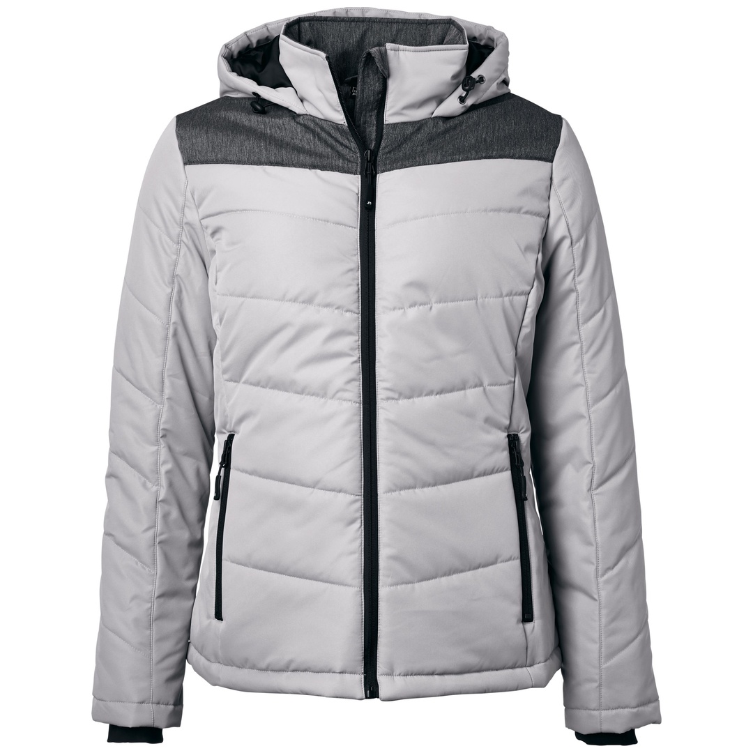 James & Nicholson sportliche Winterjacke mit Kapuze JN1133 Gr. XL silber/anthrazit-melange