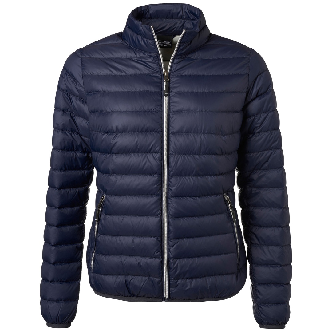 James & Nicholson leichte, klassische Daunenjacke JN1139 Gr. L navy/silber