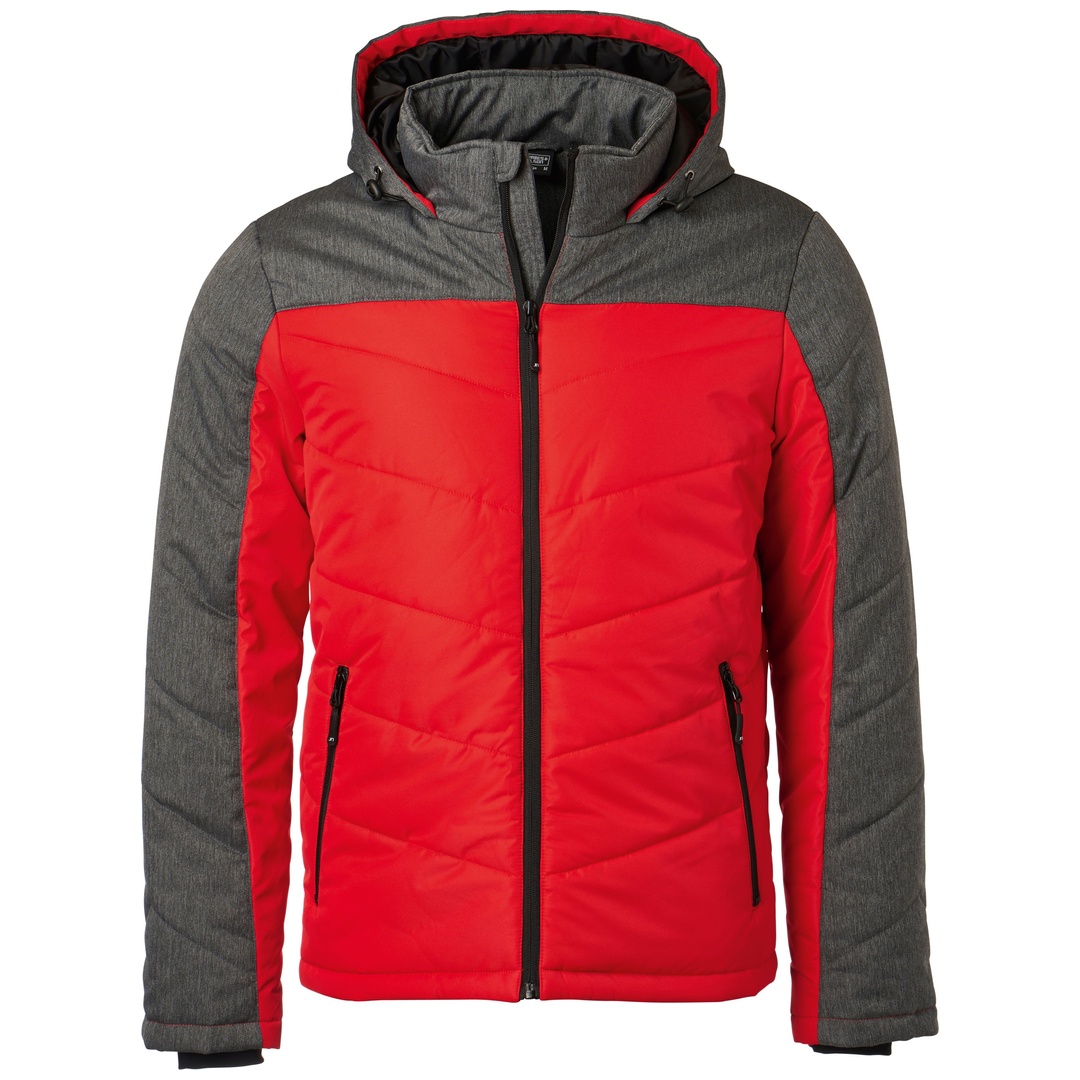 James & Nicholson sportliche Winterjacke JN1134 Gr. S rot/anthrazit-melange