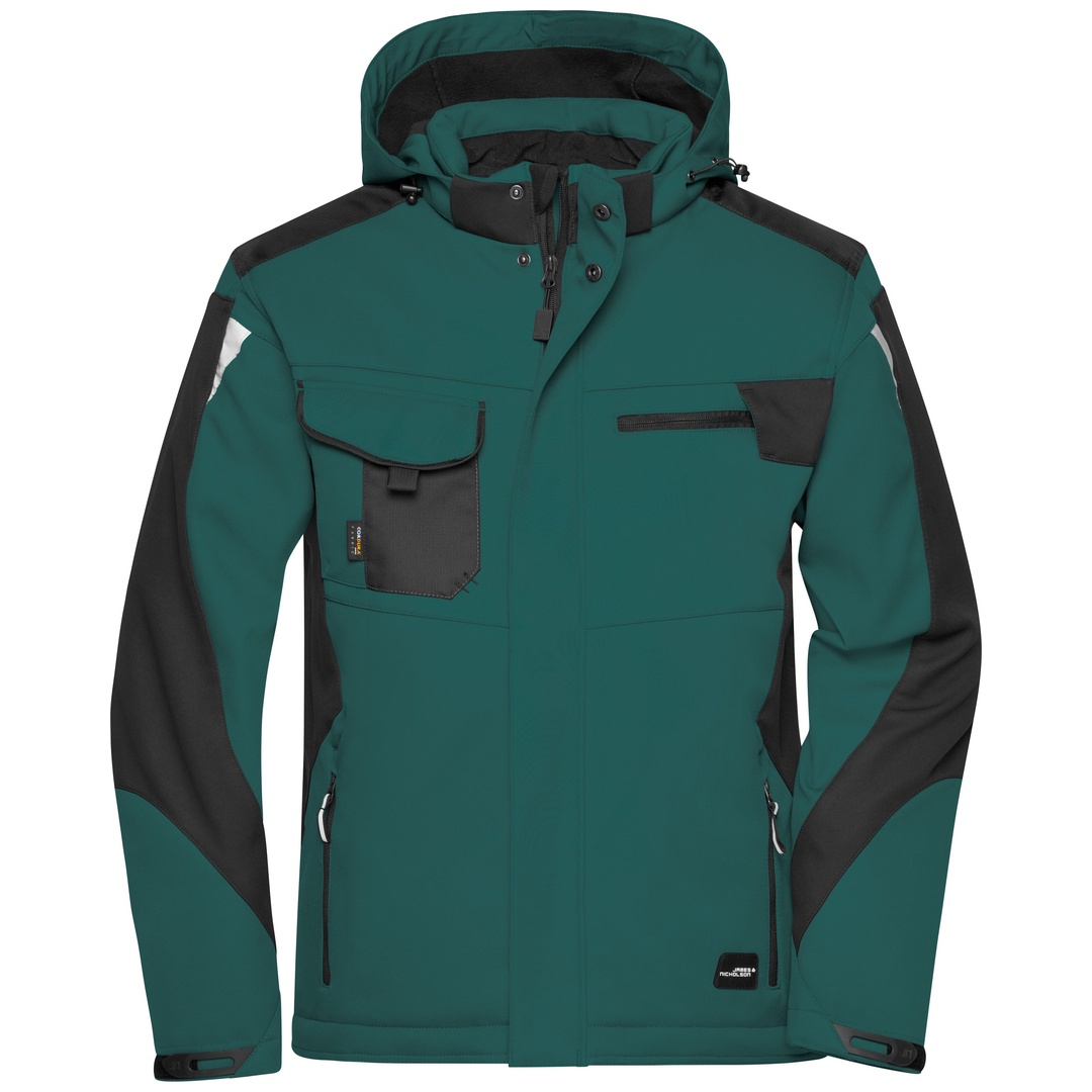 James & Nicholson Professionelle Softshelljacke mit Innenfutter JN824 Gr. M dark-green/black