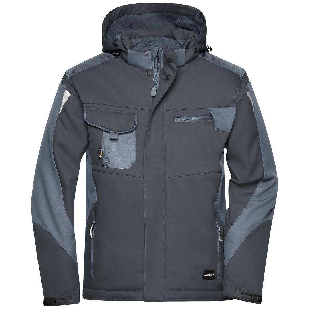 James & Nicholson Professionelle Softshelljacke mit Innenfutter JN824 Gr. S black/carbon