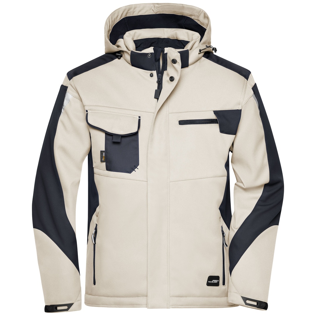 James & Nicholson Professionelle Softshelljacke mit Innenfutter JN824 Gr. L stone/black