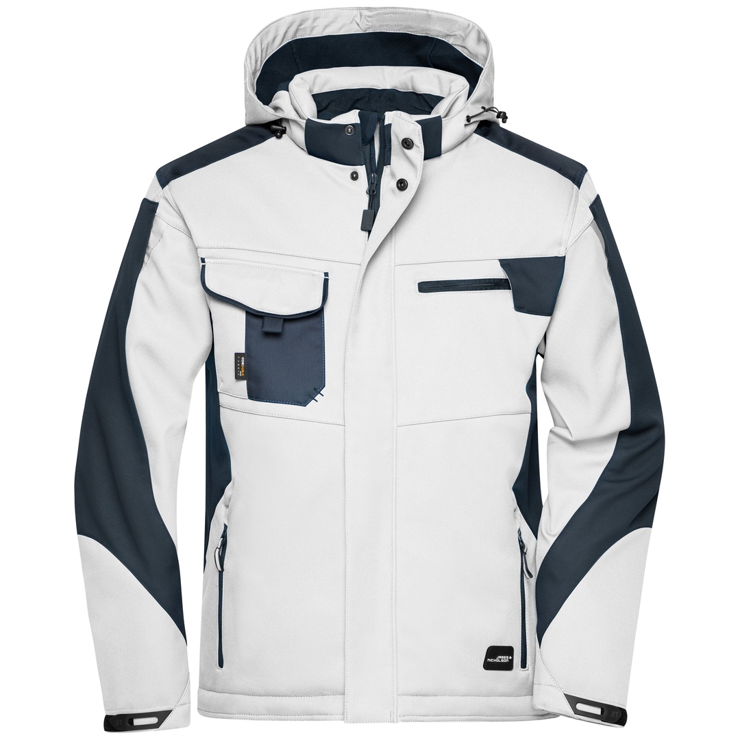 James & Nicholson Professionelle Softshelljacke mit Innenfutter JN824 Gr. XL white/carbon