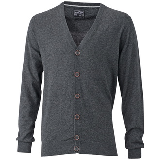 James & Nicholson Hochwertiger Cardigan mit Seide/Kaschmir-Anteil JN668 Gr. S anthracite-melange