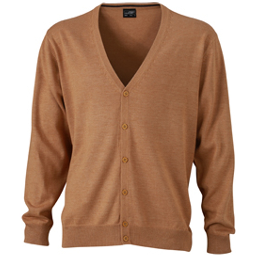 James & Nicholson Mens V-Neck Cardigan JN661 Gr. M camel