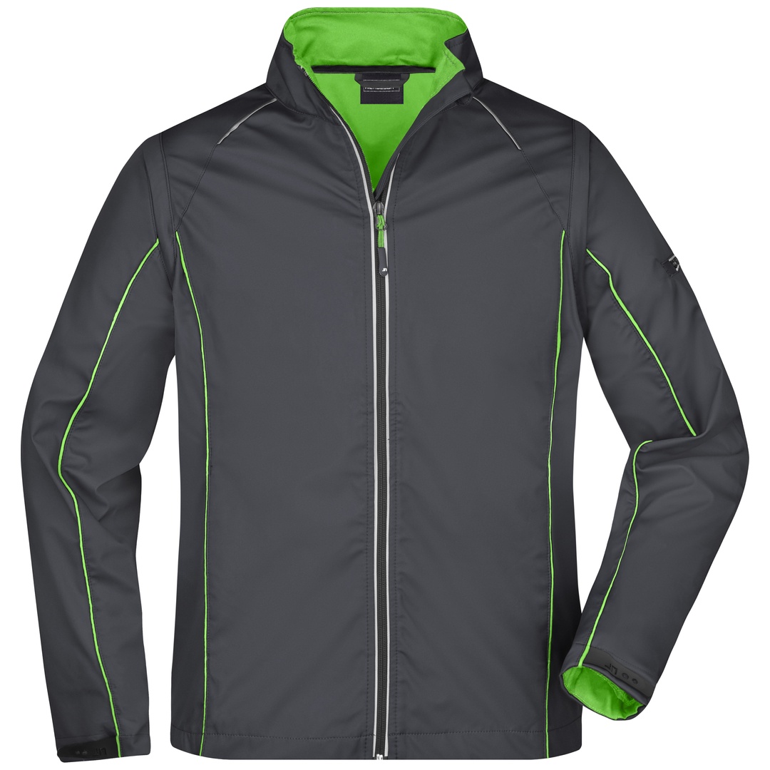 James & Nicholson Herren Zip-Off Softshell Jacke JN1122 Gr. L iron-grey/green