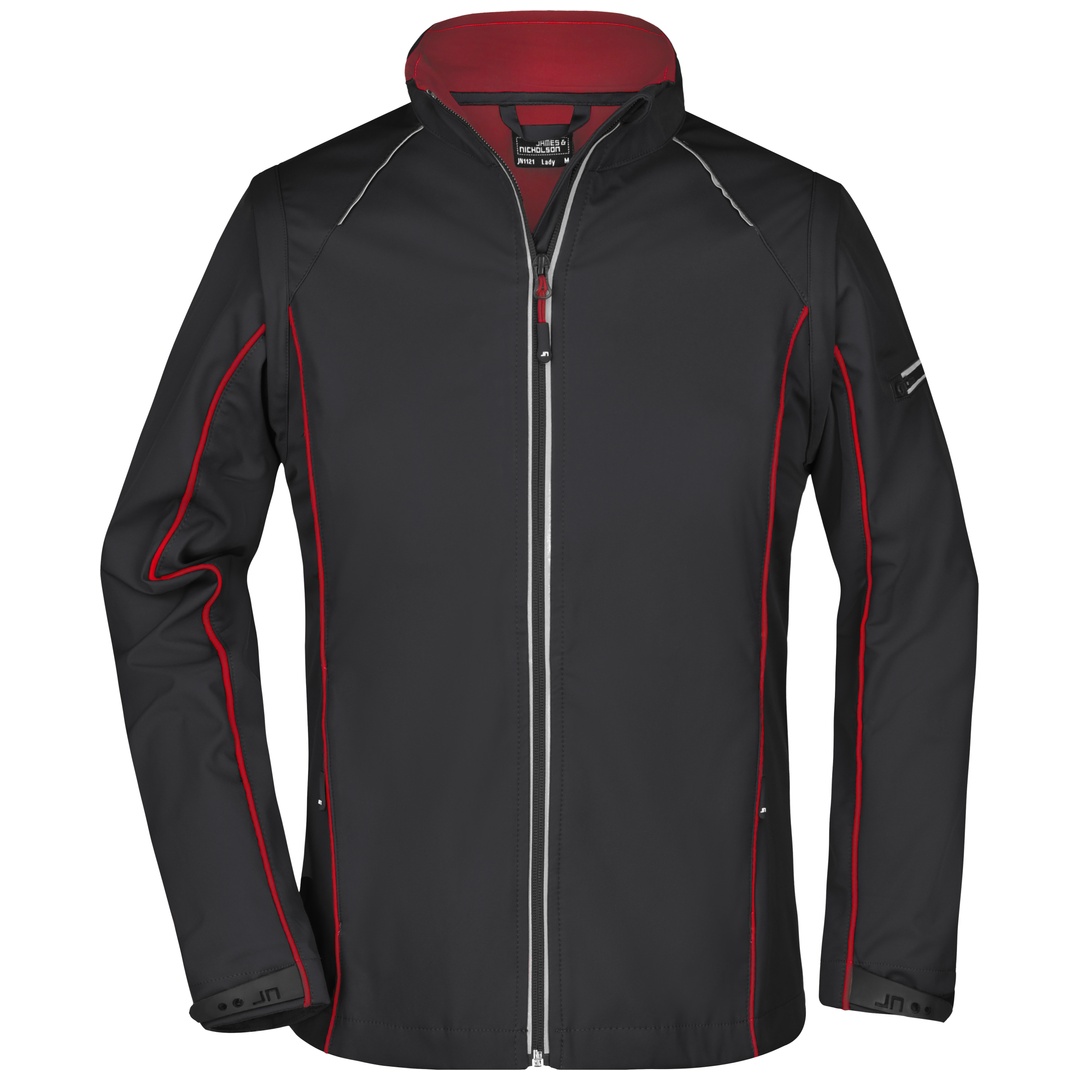 James & Nicholson Damen Zip-Off Softshell Jacke JN1121 Gr. L black/red