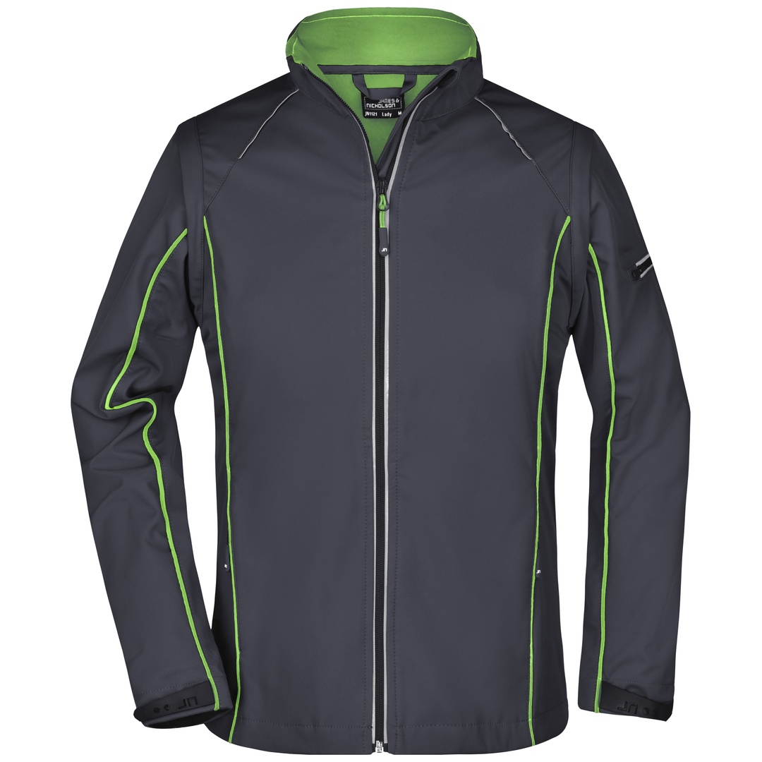 James & Nicholson Damen Zip-Off Softshell Jacke JN1121 Gr. L iron-grey/green