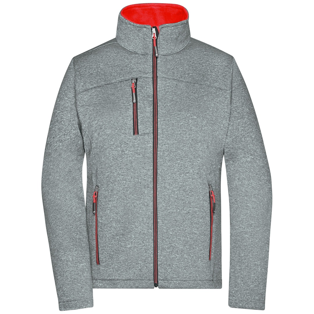 James & Nicholson Damen Softshelljacke JN1147 Gr. L dark-melange/red