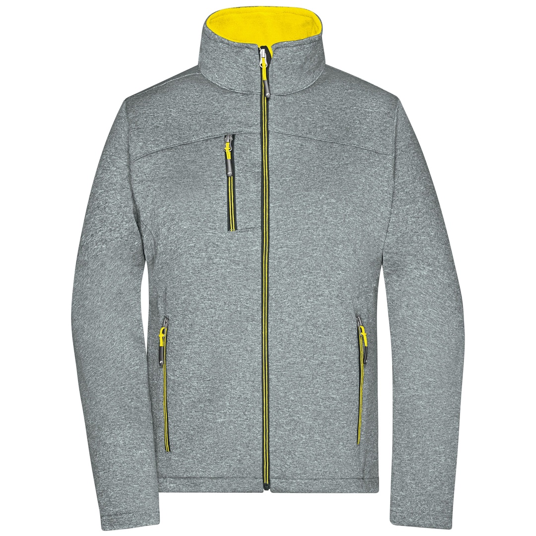 James & Nicholson Damen Softshelljacke JN1147 Gr. XL dark-melange/yellow