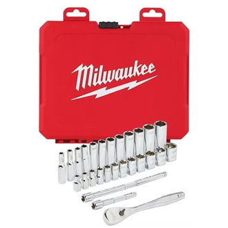 Milwaukee 3/8" Ratschen- und Steckschlüsseleinsatz Set 32-tlg. metr.