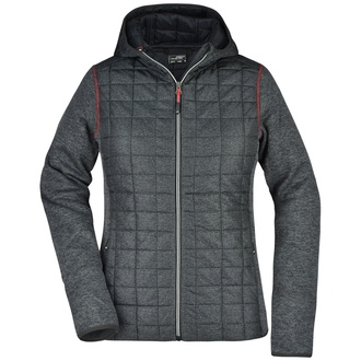 James & Nicholson Strickfleecejacke im stylischen Materialmix Damen JN771 Gr. S grey-melange/anthracite-melange