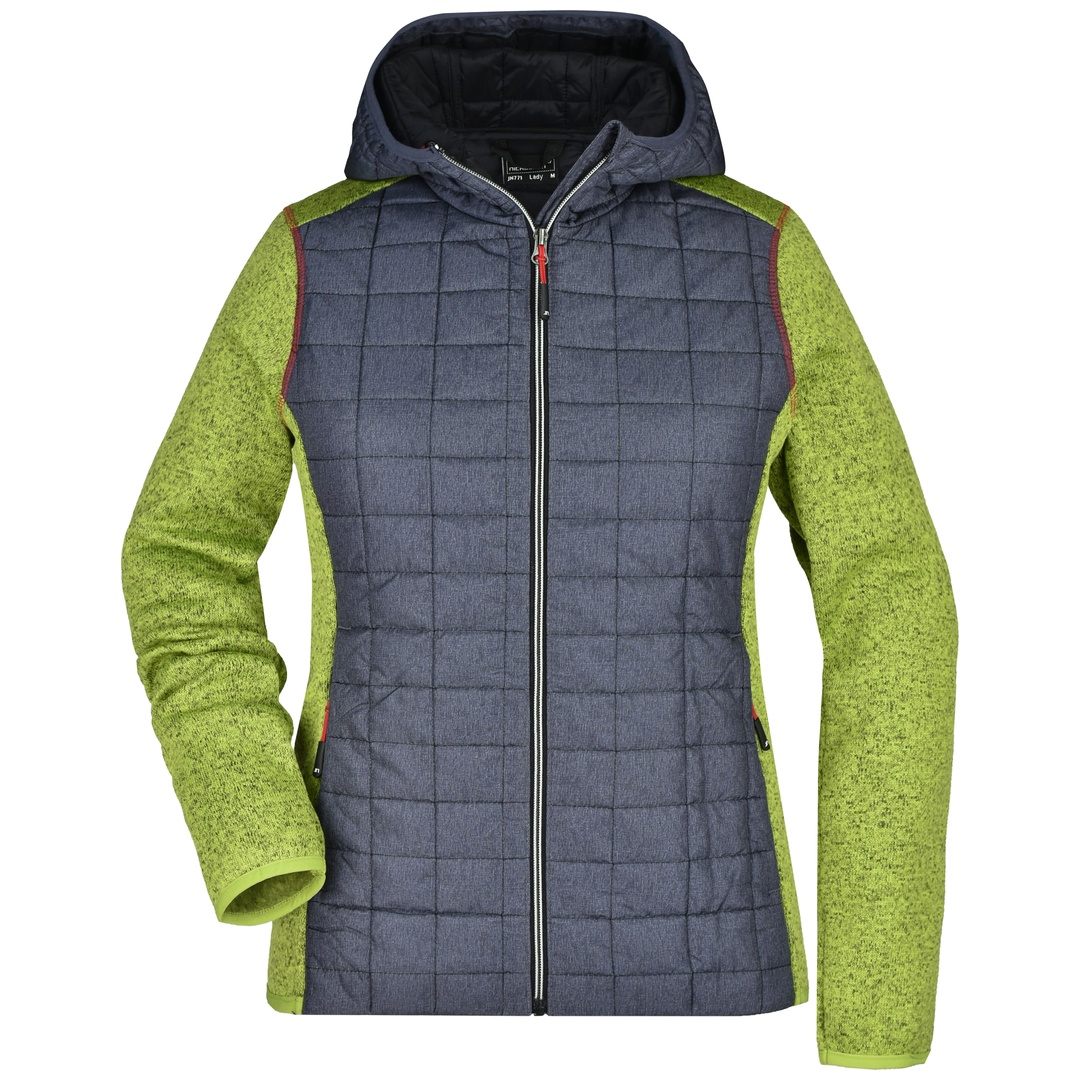 James & Nicholson Strickfleecejacke im stylischen Materialmix Damen JN771 Gr. L kiwi-melange/anthracite-melange