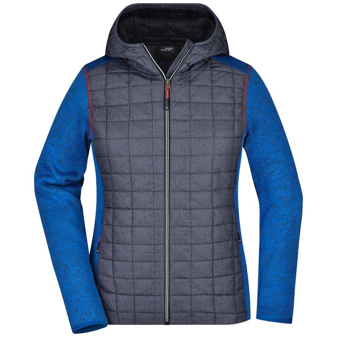 James & Nicholson Strickfleecejacke im stylischen Materialmix Damen JN771 Gr. XL royal-melange/anthracite-melange