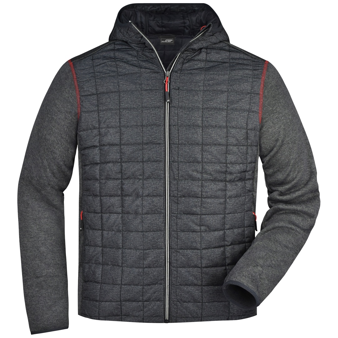 James & Nicholson Strickfleecejacke im stylischen Materialmix Herren JN772 Gr. XL grey-melange/anthracite-melange