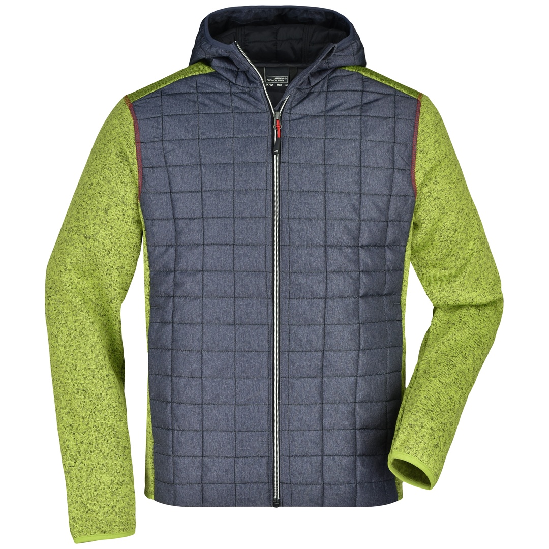 James & Nicholson Strickfleecejacke im stylischen Materialmix Herren JN772 Gr. XXL kiwi-melange/anthracite-melange