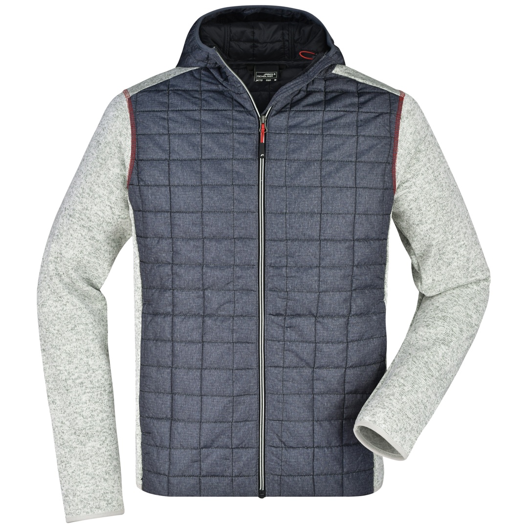 James & Nicholson Strickfleecejacke im stylischen Materialmix Herren JN772 Gr. M light-melange/anthracite-melange