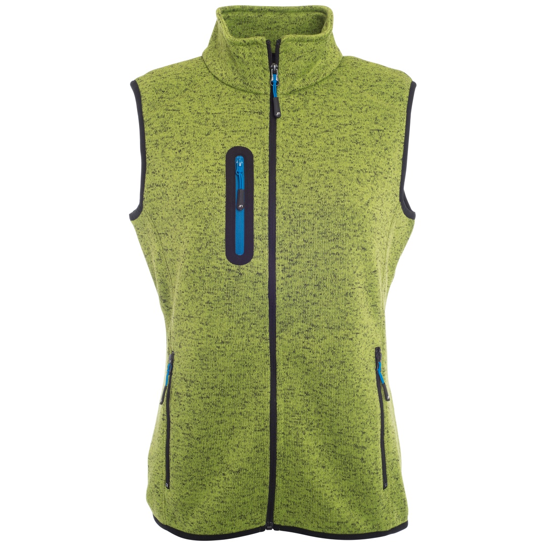 James & Nicholson Strickfleece Weste mit Stehkragen Damen JN773 Gr. M kiwi-melange/royal