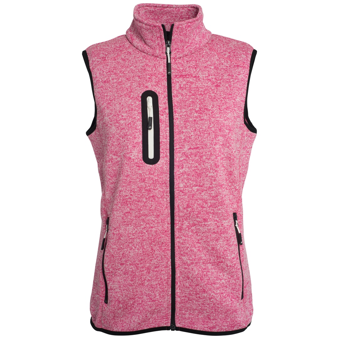 James & Nicholson Strickfleece Weste mit Stehkragen Damen JN773 Gr. XL pink-melange/off-white