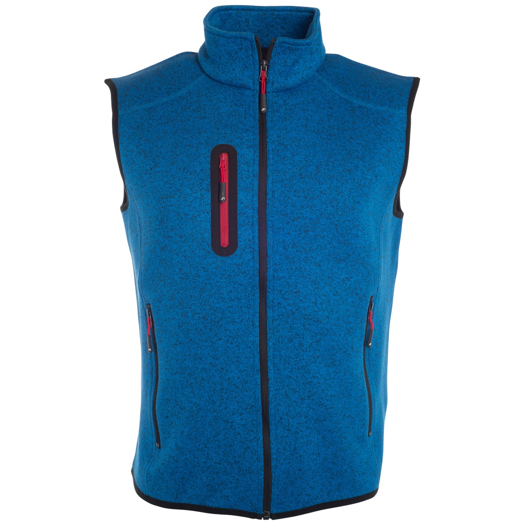 James & Nicholson Herren Strickfleece Weste JN774 Gr. 3XL royal-melange/red