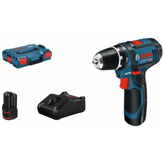 Bosch Akku-Bohrschrauber GSR 12V-15, incl. 2x Akku GBA 2 Ah, Schnellladegerät, L-BOXX