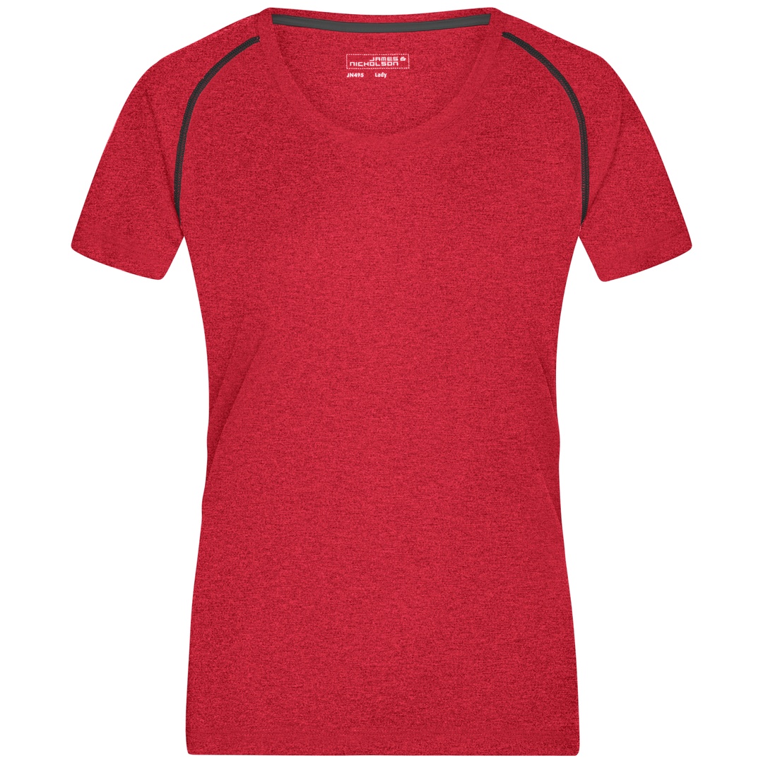 James & Nicholson Funktions-Shirt Damen JN495 Gr. L red-melange/titan