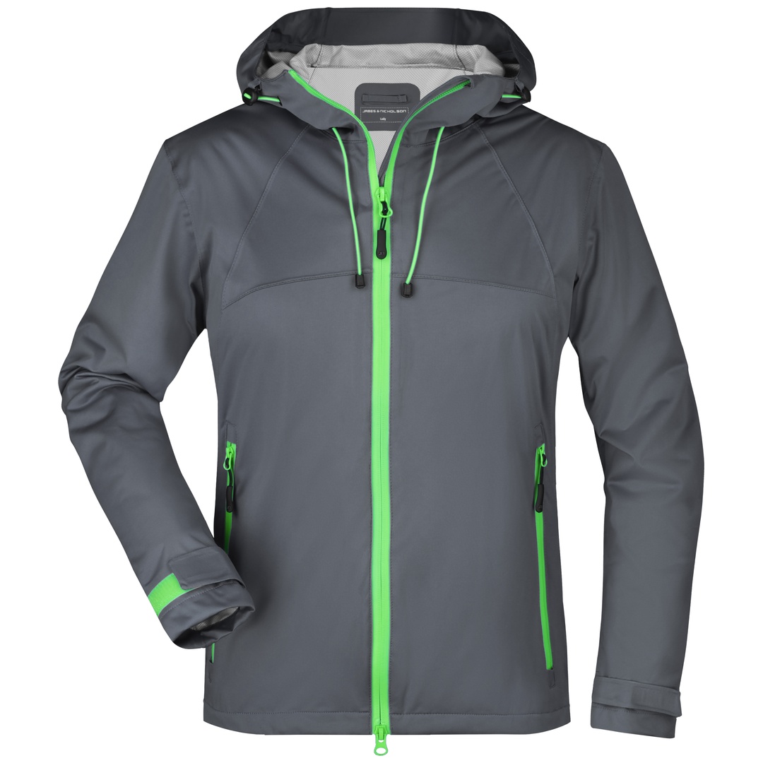 James & Nicholson Ultraleichte Softshelljacke Damen JN1097 Gr. L iron-grey/green