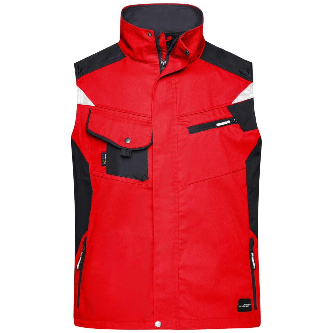 James & Nicholson Workwear Weste JN822 Gr. 4XL red/black