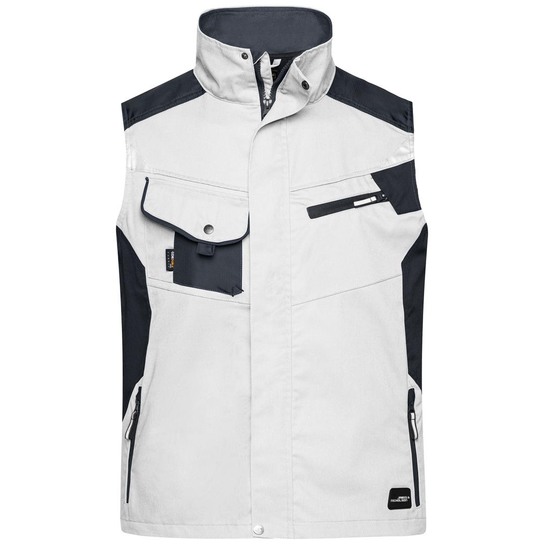James & Nicholson Workwear Weste JN822 Gr. 4XL white/carbon