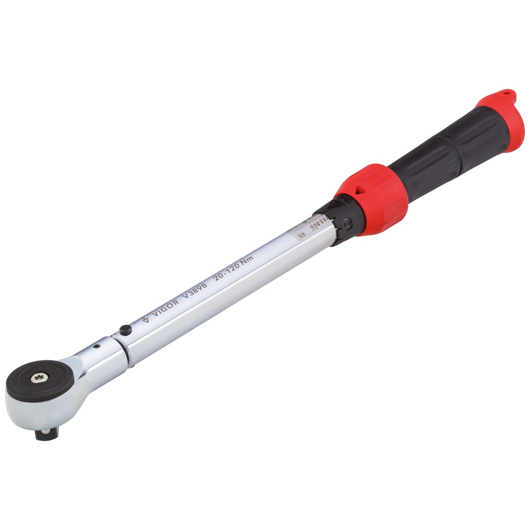 VIGOR Drehmomentschlüssel, 20 - 120 Nm, Genauigkeit: 4%, 1/2 (12,5 mm) Vierkant massiv, 445 mm