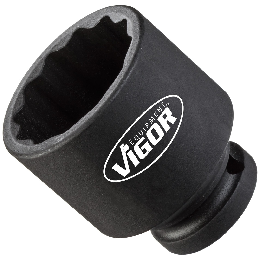 VIGOR Schlagschrauber Steckschlüsseleinsatz, kurz, V4477, 1/2 (12,5 mm) Vierkant hohl, Außen Doppelsechskant Profil, SW 32 mm