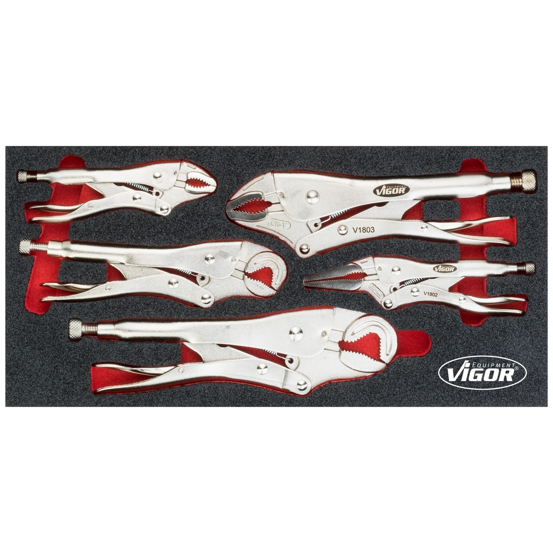 VIGOR Gripzangen Satz, 5-tlg., 16 - 27 mm, 11 - 19 mm, Anzahl Werkzeuge: 5