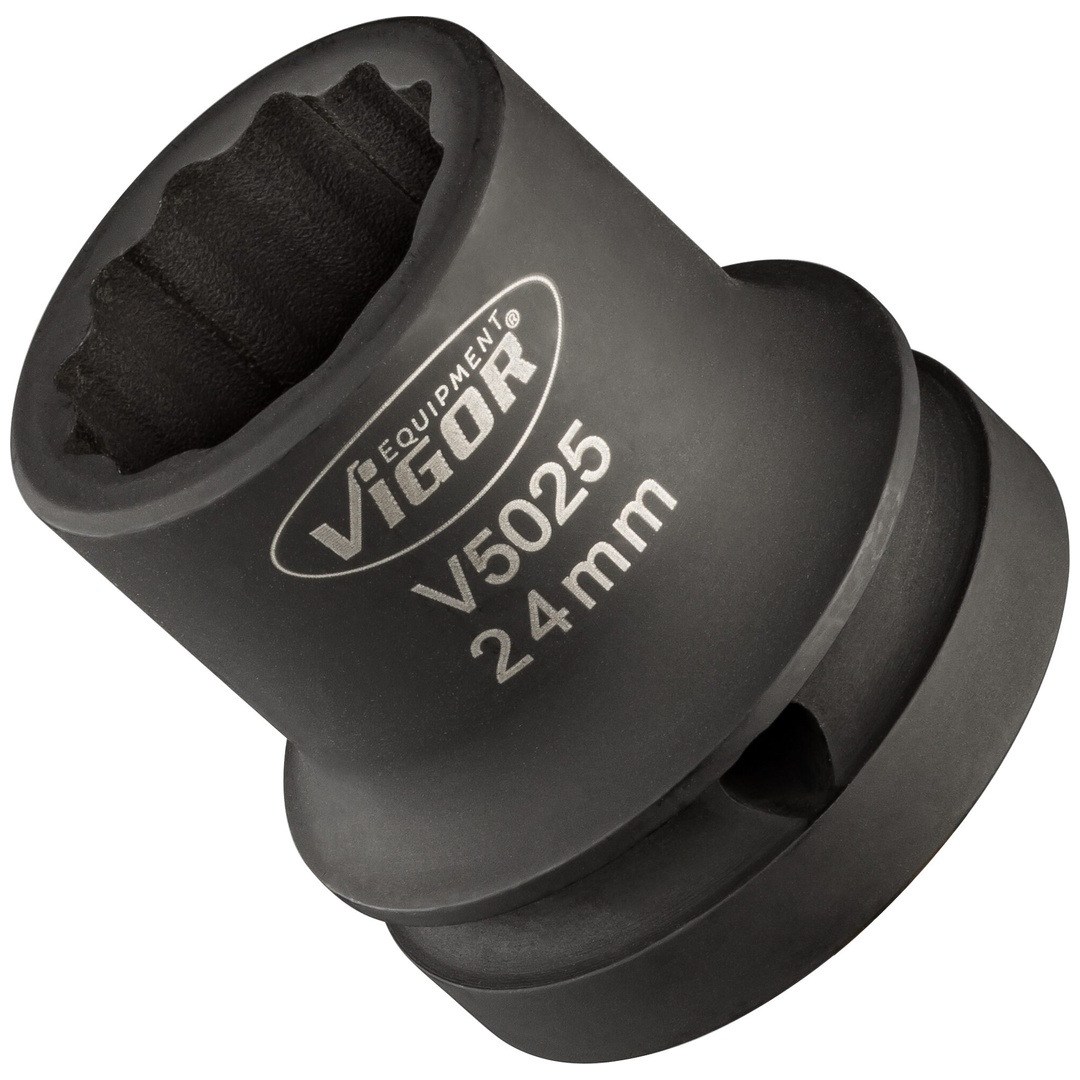 VIGOR Schlagschrauber Steckschlüsseleinsatz, V5025, 3/4 (20 mm) Vierkant hohl, Außen Doppelsechskant Profil, SW 24 mm